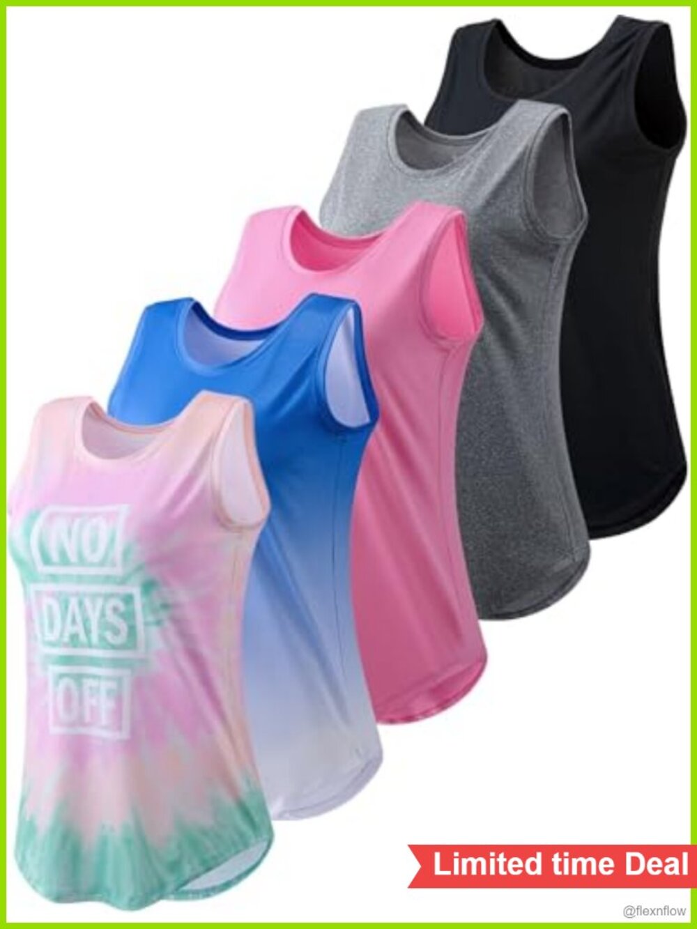 5 Pack Womens Wide Strap Workout Tank Tops Moisture Wicking Athletic